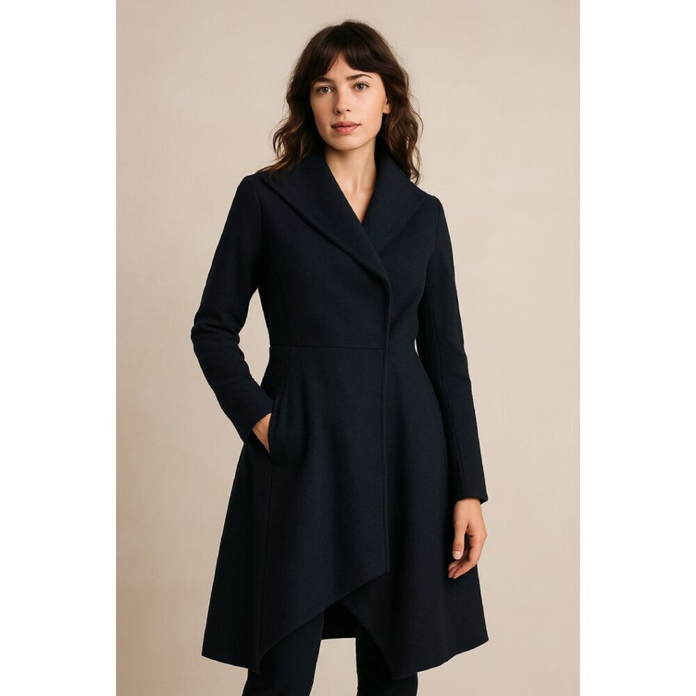 Zac‎ Zac Posen Dark Gray Wool Blend Jacket Size 10 Asymmetrical Hem Pockets